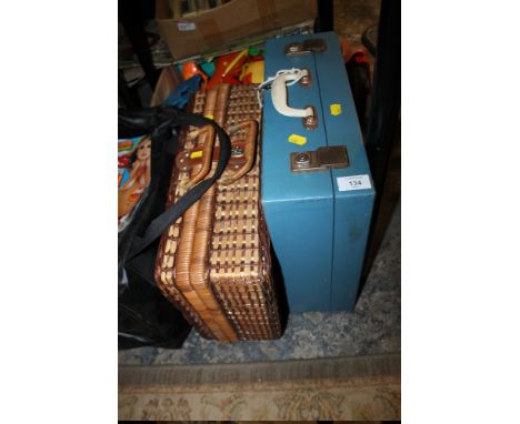 A RETRO SIRRAM PICNIC HAMPER PLUS ANOTHER