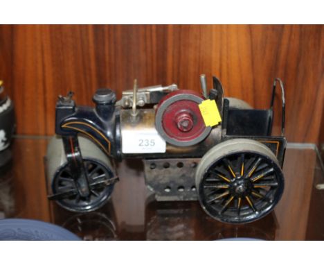 A VINTAGE MAMOD STYLE TIN PLATE STEAM ENGINE 