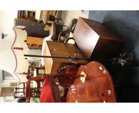 A CAST STANDARD LAMP TOGETHER WITH AN OFFICE CHAIR 