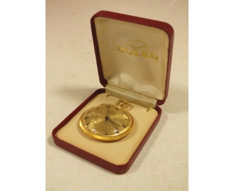 A VINTAGE GENTS GOLD PLATED BVLER POCKET WATCH 