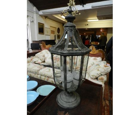 An octagonal five light table lamp. H.75cm