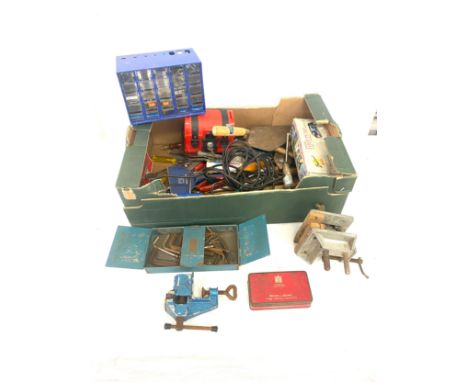 Large selection of tools to include table vices, spanners, hammers, etc 