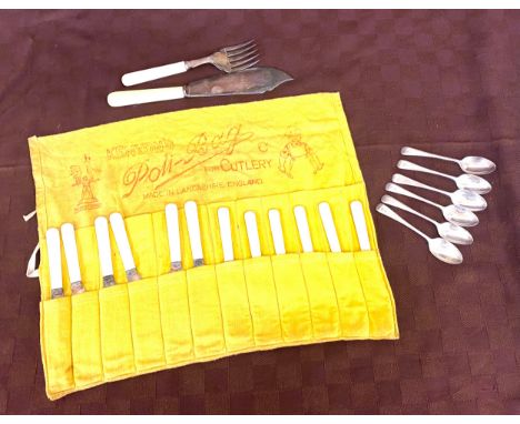 6 Hallmarked silver teaspoons, Vintage silver plate cutlery set with sleeve 