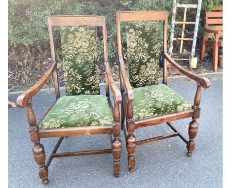 Pair vintage carver chairs 