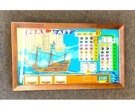 Vintage arcade machine front, set in frame, approximate measurements: 