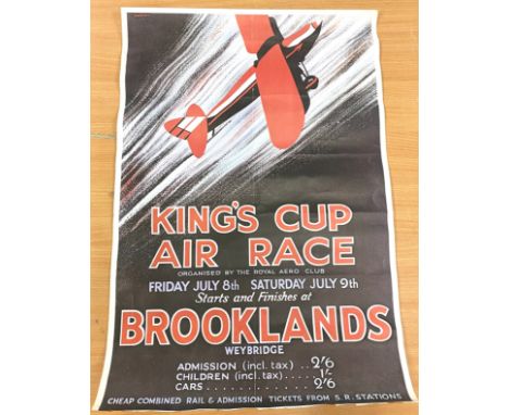 Vintage Kings Cup Air Race poster, approximate measurement: Height 22 inches, Width 15 inches 