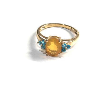 9ct gold fire opal  ring 2.2g 