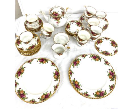 Royal Albert Country Rose 12 piece Tea service plus an additional 6 dinner plates 