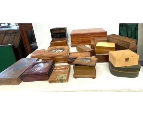 Large selection of vintage and later wooden boxes etc 