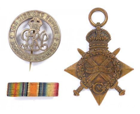WORLD WAR I, 1914-15 STAR 15746 PTE L. BEIGHTON NOTTS & DERBY R AND SILVER WAR BADGE 386557
