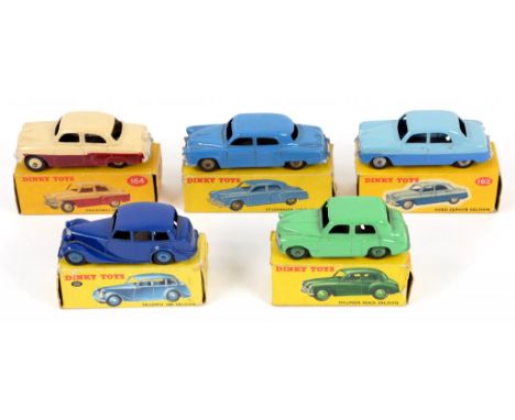 DINKY TOYS 151 TRIUMPH 1800 SALOON, 154 HILMAN MINX SALOON, 162 FOR ZEPHYR SALOON, 164 VAUXHALL CRESTA SALOON AND 172 STUDEBA