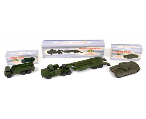 DINKY TOYS BOXED GROUP OF MILITARY VEHICLES 660 TANK TRANSPORTER, 651 CENTURION TANK AND 622 10 TON ARMY TRUCK