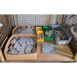 Fasteners - Large screwbolt, washers, spacer washers, galvanized plate