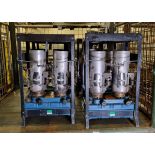 6x Twin burner paraffin space heaters - W 330 x D 220 x H 580mm - AS SPARES OR REPAIRS