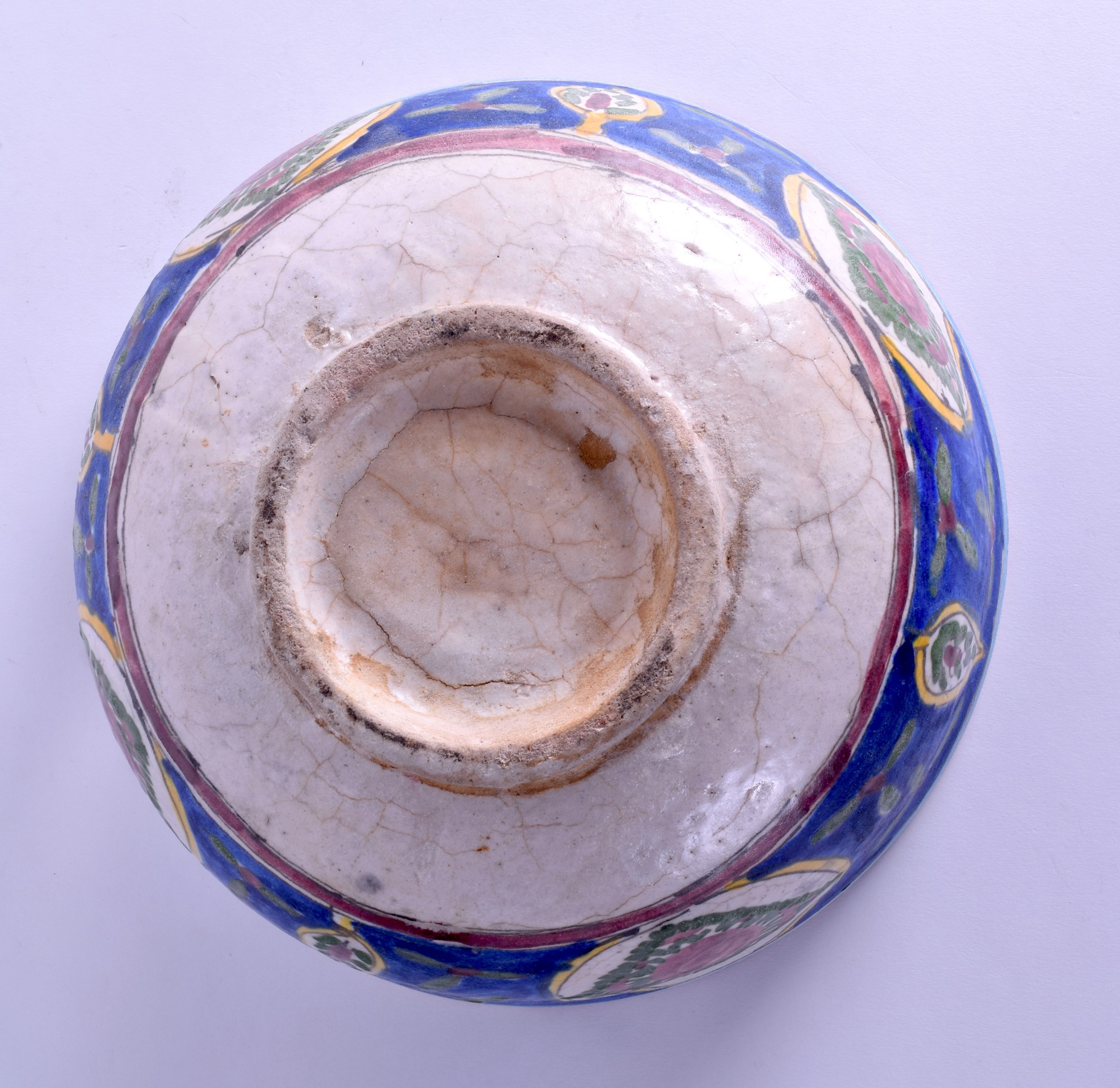 A Large Early 20th Century Persian Pottery Bowl Painted With Fish And 