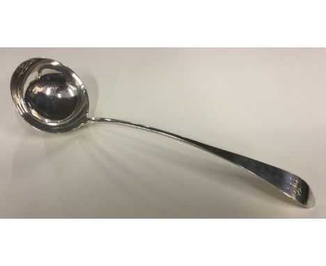 PERTH: A good Scottish Provincial silver Celtic point soup ladle. By Edward Livingstone. Approx. 201 grams. Est. £180 - £220.