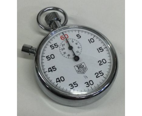 TAG HEUER: A chrome stopwatch. Approx. 100 grams. Est. £50 - £80.