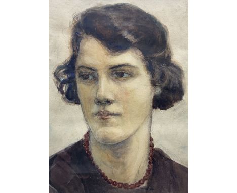 English School (Mid 20th century): Portrait of a Young Woman, watercolour, unsigned 30cm x 22cm