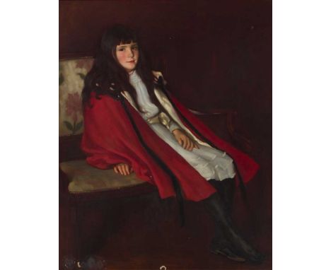 WILLIAM GEORGE GILLIES (SCOTTISH FL.1890-1925) THE RED CLOAK Signed, oil on canvasDimensions:127cm x 101.5cm (50in x 40in)Not
