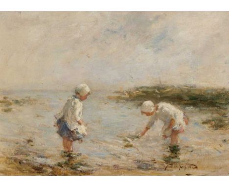 ROBERT GEMMELL HUTCHISON R.B.A., R.O.I., R.S.A., R.S.W. (SCOTTISH 1860-1936) GATHERING BAIT Signed, oil on boardDimensions:25