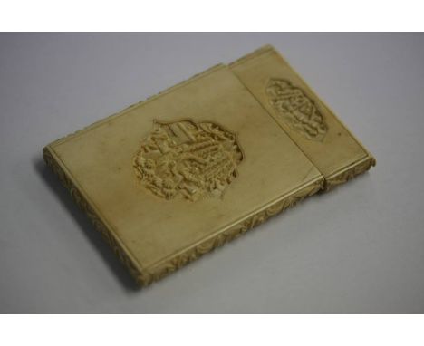 An Oriental carved ivory card case