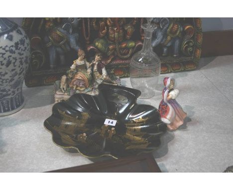 A figure group and decanter etc.