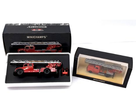 Minichamps 1:43 scale Fire Engine Pair, condition appears to be Good Plus to Excellent, within Good boxes. See photo.