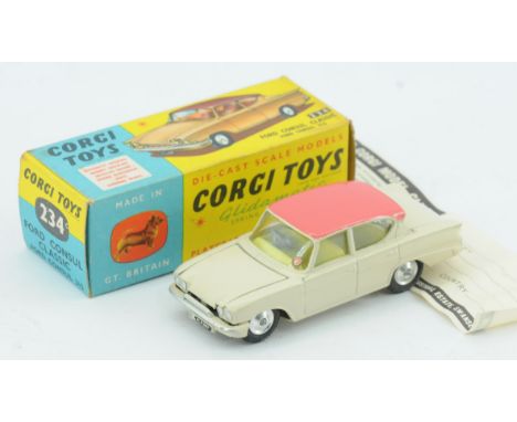 Corgi Toys 234 Ford Consul Classic - Deep Cream body, Pink Roof, Lemon interior, silver trim and spun hubs - Excellent to Exc