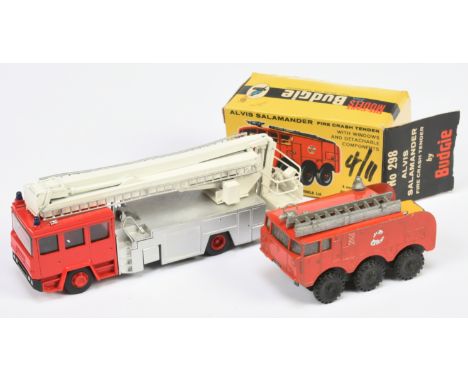 Budgie Toys 298 Alvis Salamander Fire Crash Tender and White Metal &amp; Resin Fire Engine, Good, some small pieces maybe dam