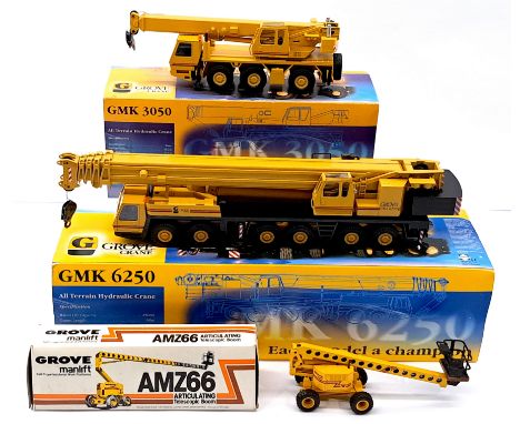 Conrad 1:50 Scale Grove Crane Group, to include GMK 3050, GMK 6250 All Terrain Hydraulic Cranes &amp; Grove Manlift AMZ66 Art