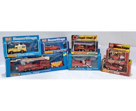 Matchbox Speed Kings &amp; Super Kings Fire Service Vehicles, to include K-75 Airport Fire Tender, K-64 Fire Control Range Ro