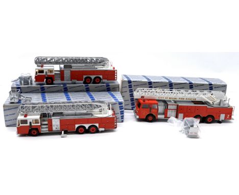 Conrad 1/50 scale fire engine group, conditions generally appear to be Good to Good Plus, within Good boxes. Some small parts