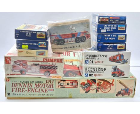Bandai, Aoshima, SDV Models &amp; similar Mixed Scale Fire Service Vehicle Unmade Plastic Model Kits, to include Bandai 1/16 