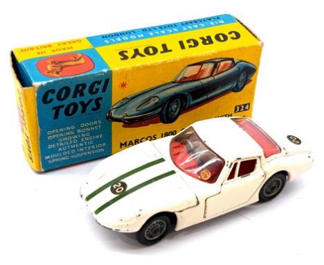 Corgi Toys 324 Marcos 1800 G.T. with Volvo Engine, Good to Good Plus, within Good box. See photo.&nbsp;