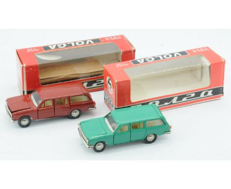 Russian Diecast. (USSR)a boxed 1/43rd scale pair of Volga Vehicles. Conditions generally appear Good Plus to Excellent Plus i