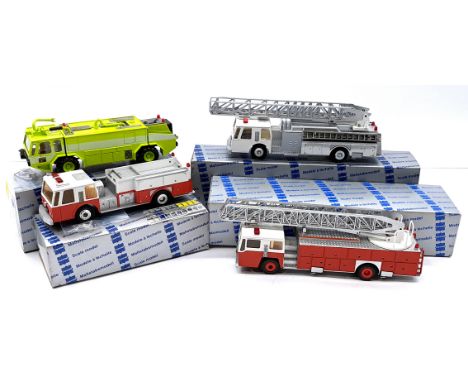 Conrad 1/50 scale fire engine group, conditions generally appear to be Good to Excellent, within Good boxes. Some small parts