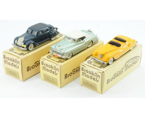 Brooklin Models, a group of boxed White Metal Models - Chrysler's and Buick's - BRK8, BRK7 and BRK20 - 1:43 Scale. Conditions
