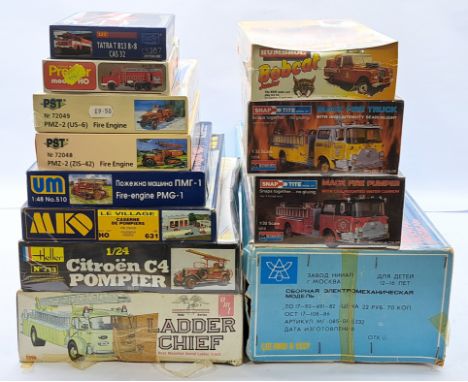 Heller, Monogram &amp; Similar Mixed Scale Fire Service Vehicle Unmade Plastic Model Kits, various scale, to include Monogram