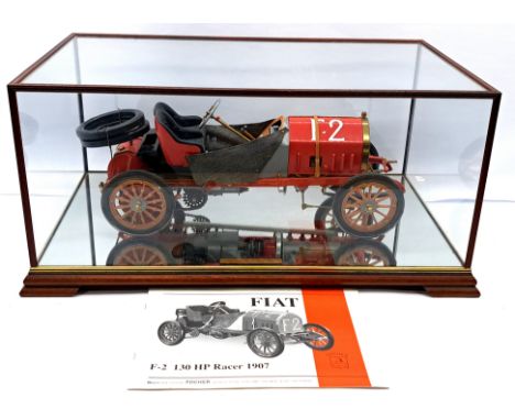 Pocher (Italy) 1:8 Scale Fiat F-2 130HP Racer 1907, Excellent, includes booklet, within glass &amp; wood display case (approx
