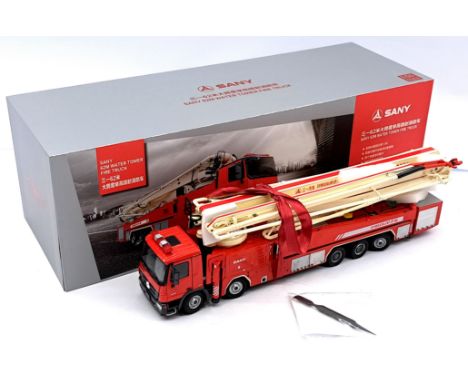 Sany 1/50 Scale 62m Water Tower Fire Truck, Excellent to Near Mint, within Excellent packaging. See photo.&nbsp;