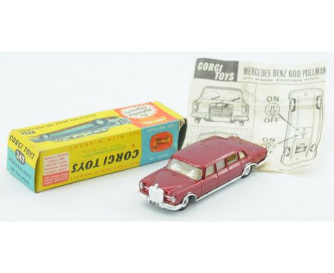 Corgi Toys 247 Mercedes 600 Pullman - Maroon body, Ivory interior, Chrome trim and spun hubs - Excellent to Excellent Plus in