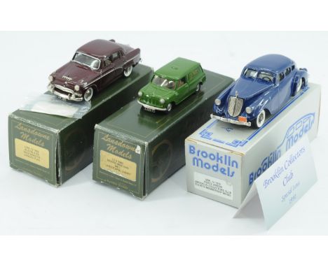 Lansdowne and Brooklin Models, a group of boxed White Metal Models - LD4 Morris Minivan, LDM12 Austin A105 and BRK1X Pierce A