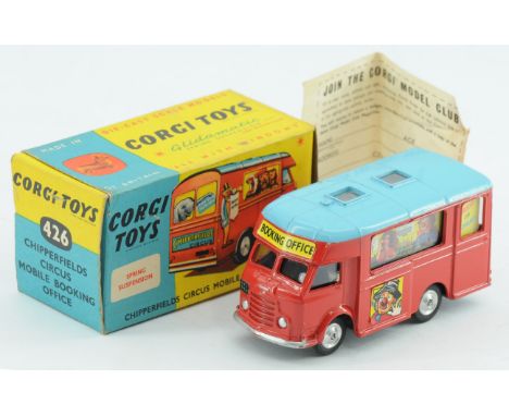Corgi Toys 426 "Chipperfield's Circus" Mobile Booking Office - Red and Blue, Silver trim and spun hubs - Excellent to Excelle