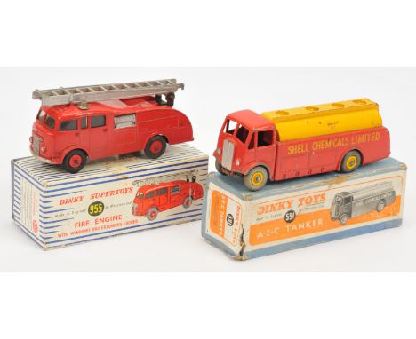 Dinky Toys Boxed Pair, to include 955 Fire Engine &amp; 591 A.E.C. Tanker "Shell Chemicals Limited", Good, within Fair boxes.