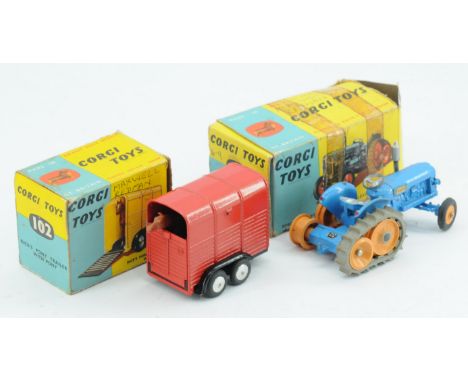 Corgi, a mixed boxed pair of Cars to include, (1) Corgi 102 Pony Trailer (2) Corgi 54 Tractor - Conditions are Good to Excell