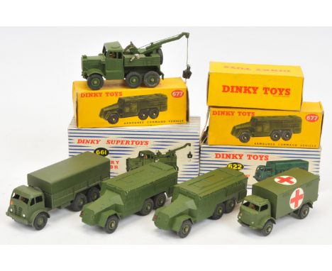 Dinky Toys Boxed Military Related Vehicle Group, to include 667 Armoured Command Vehicle, 661 Recovery Tractor, 622 Covered W