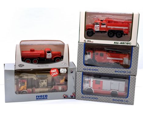 Start Scale Models, Abto Uctopur &amp; Similar 1:43 Scale Fire Engine group, conditions generally appear to be Good Plus to E