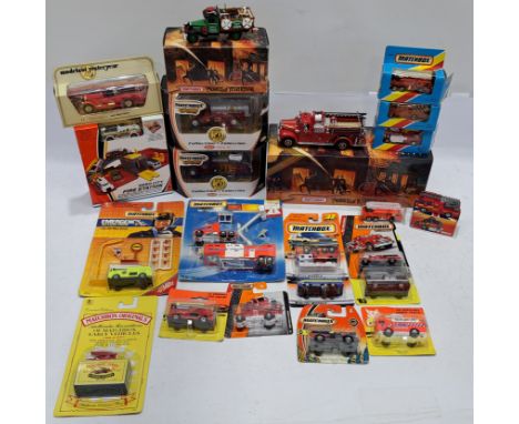 Matchbox Mixed Group of Fire Service Vehicles, to include Models of Yesteryear, MB54 Airport Foam Monitor, MB18 Fire Engine, 