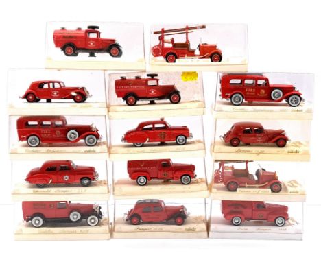 Solido Age D'or Fire Service Vehicle group, conditions generally appear to be Good to Excellent, within Good rigid Perspex di