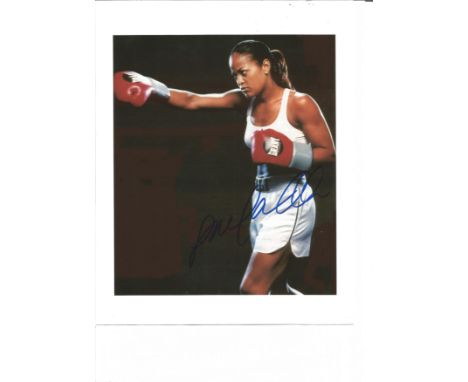 Boxing Laila Ali signed 10 x 8 inch colour photo. Laila Amaria Ali born December 30, 1977 is an American television personali